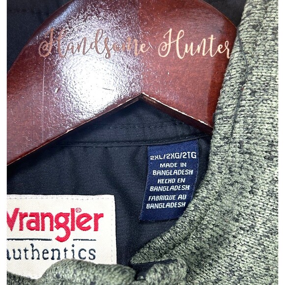 Wrangler Authentic Quarter Zip Sweater Olive Fleece Men 2XL Long Sleeve Pullover - Picture 9 of 11